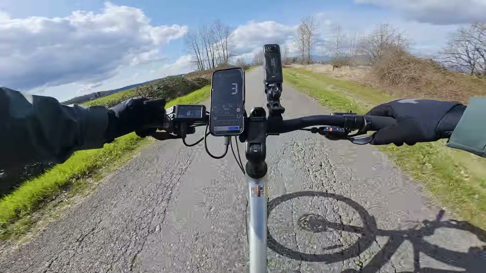 Point of view on the Tempo approaching the brake test marker