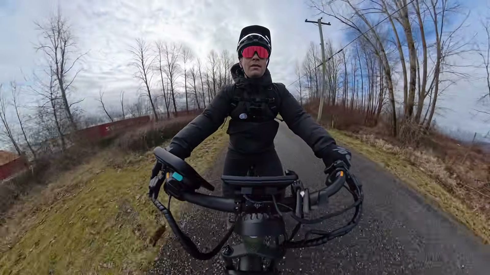 Ben riding the Nomad 2 over rough broken pavement