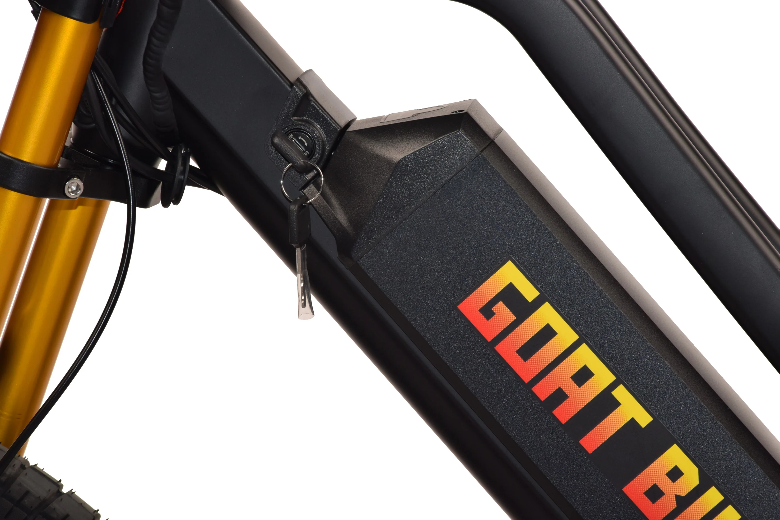 Billy Goat V3 down-tube battery pack with keyed lock