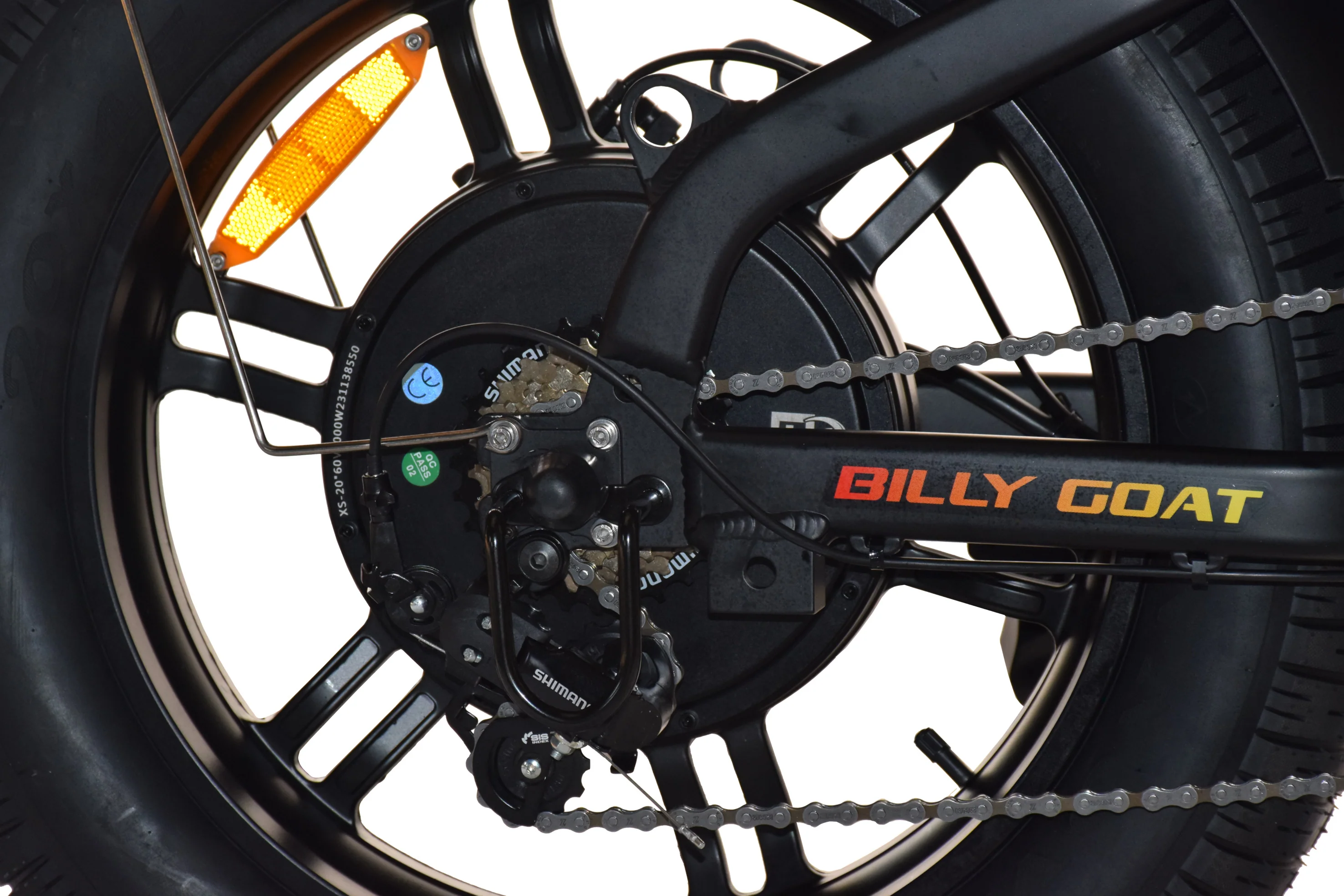 Billy Goat V3 direct-drive rear hub motor, cassette and derailleur