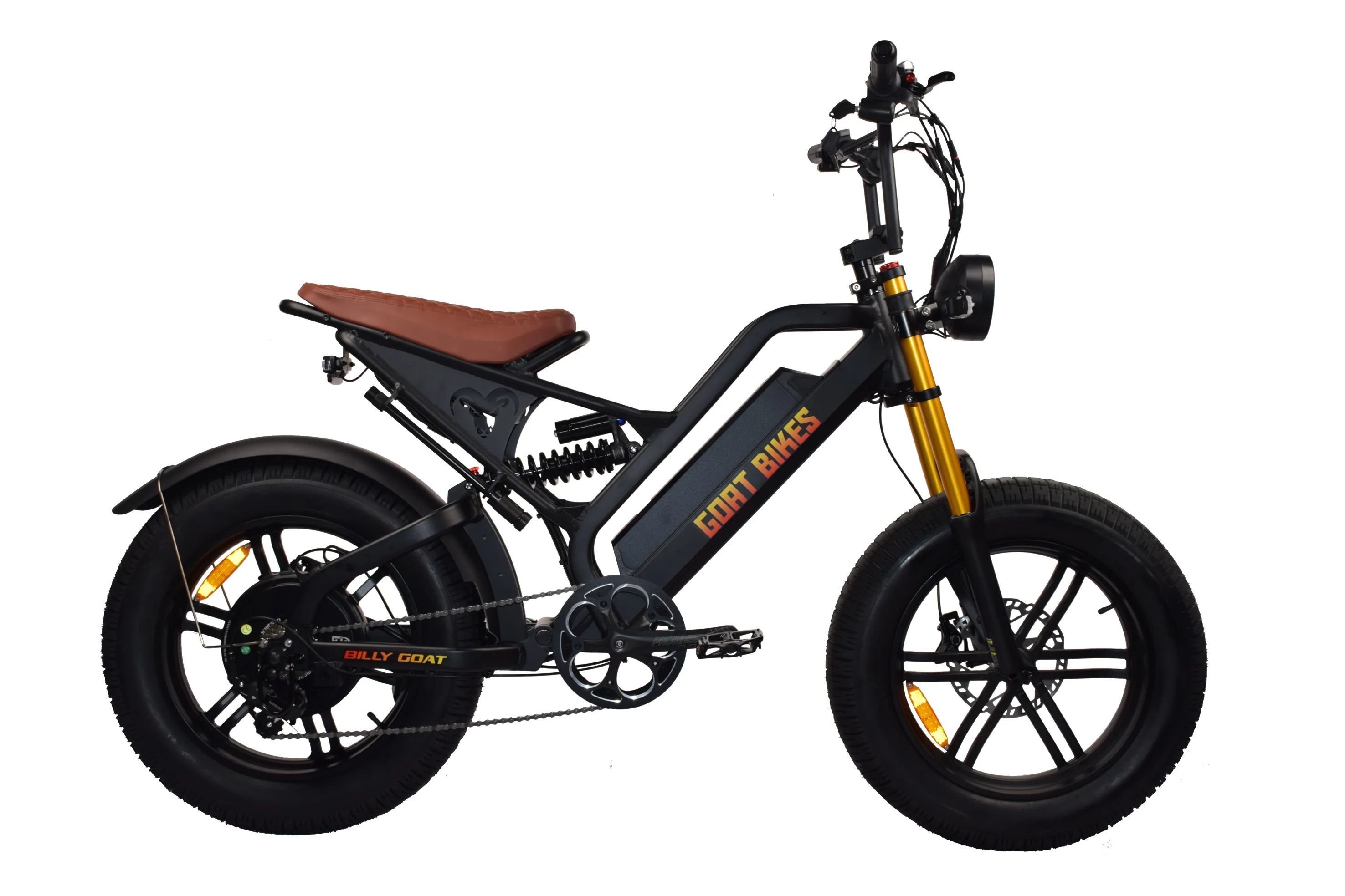 Billy Goat V3 side profile with pedals and Shimano 7-speed drivetrain