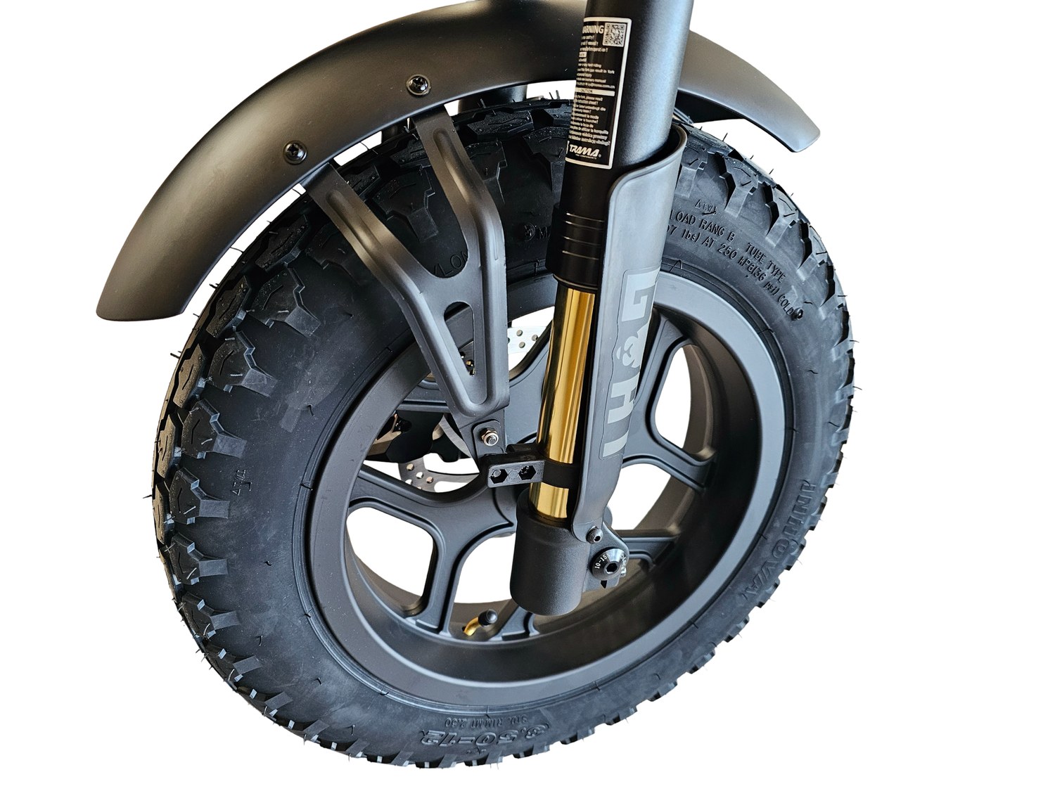 Mini Goat gold inverted fork option close-up