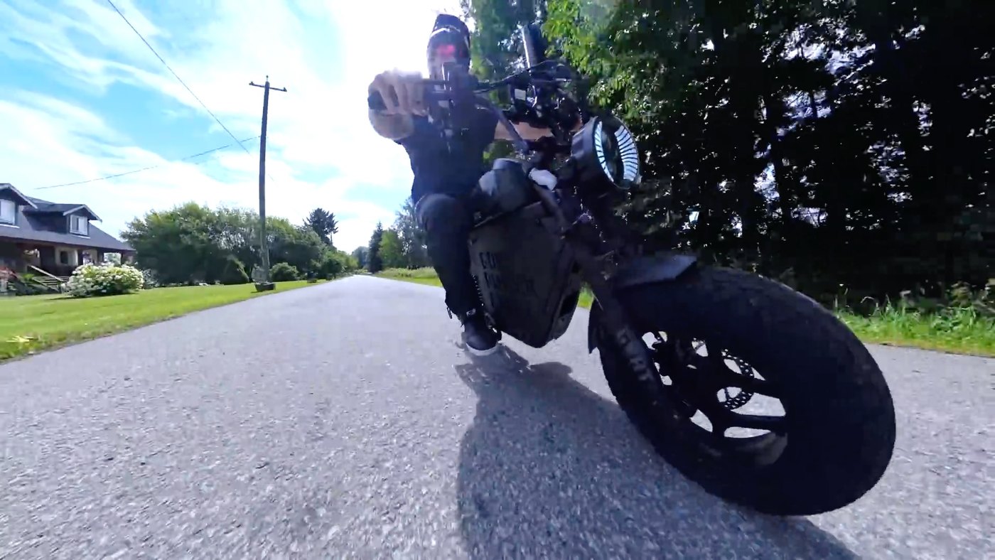 Leaning the Mini Goat over on pavement