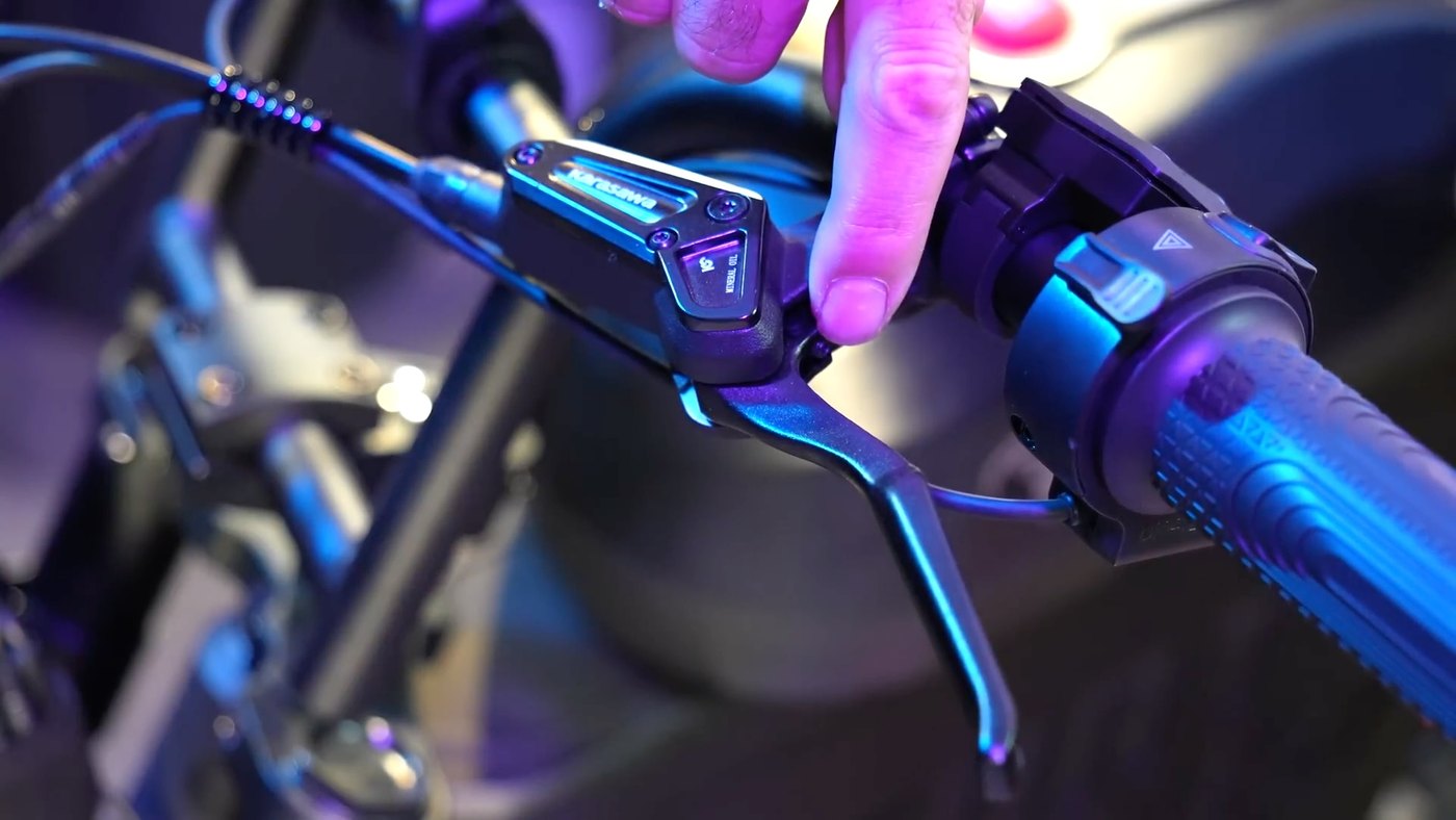 Mini Goat hydraulic brake lever close-up